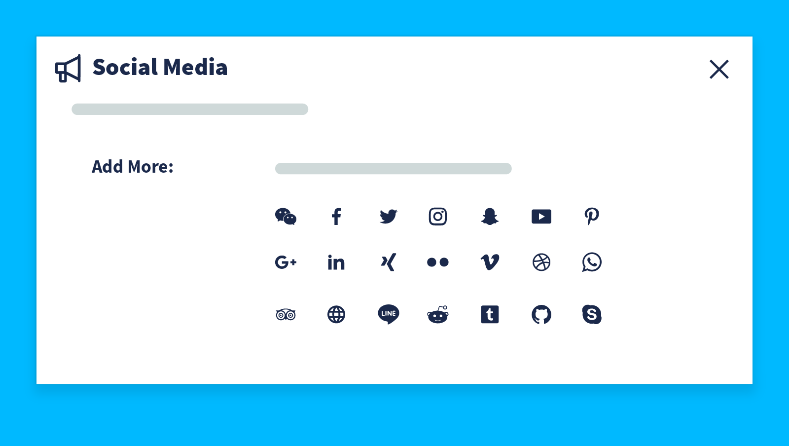 Adding social media links to a digital business card.