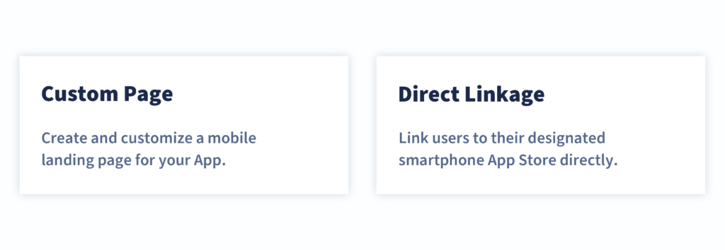 An explanation of the two linking opportunities available with App QR Codes (custom page and direct linkage)