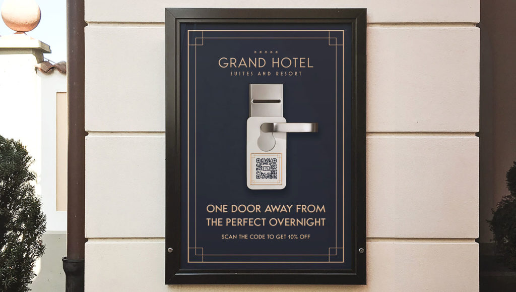 QR Code idea on a poster to promote a hotel deal