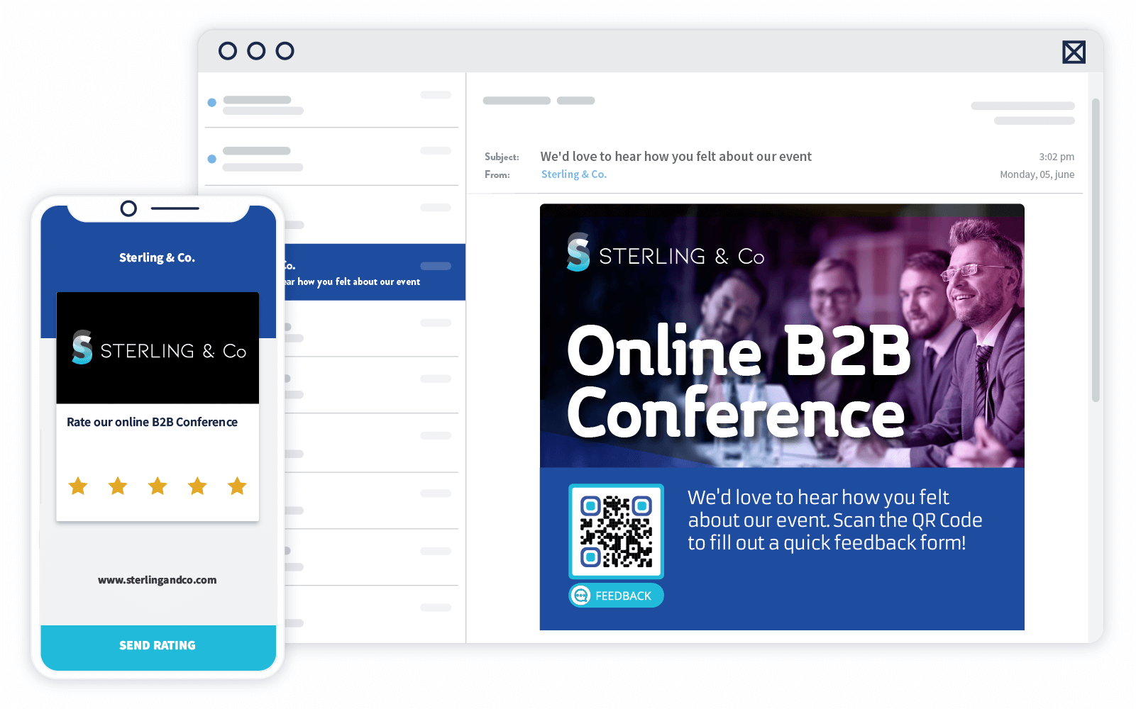 A follow-up email with a QR Code.