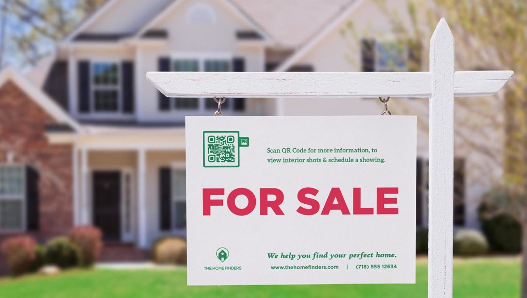 An Image Gallery QR Code on a for-sale property sign to generate showing appointments