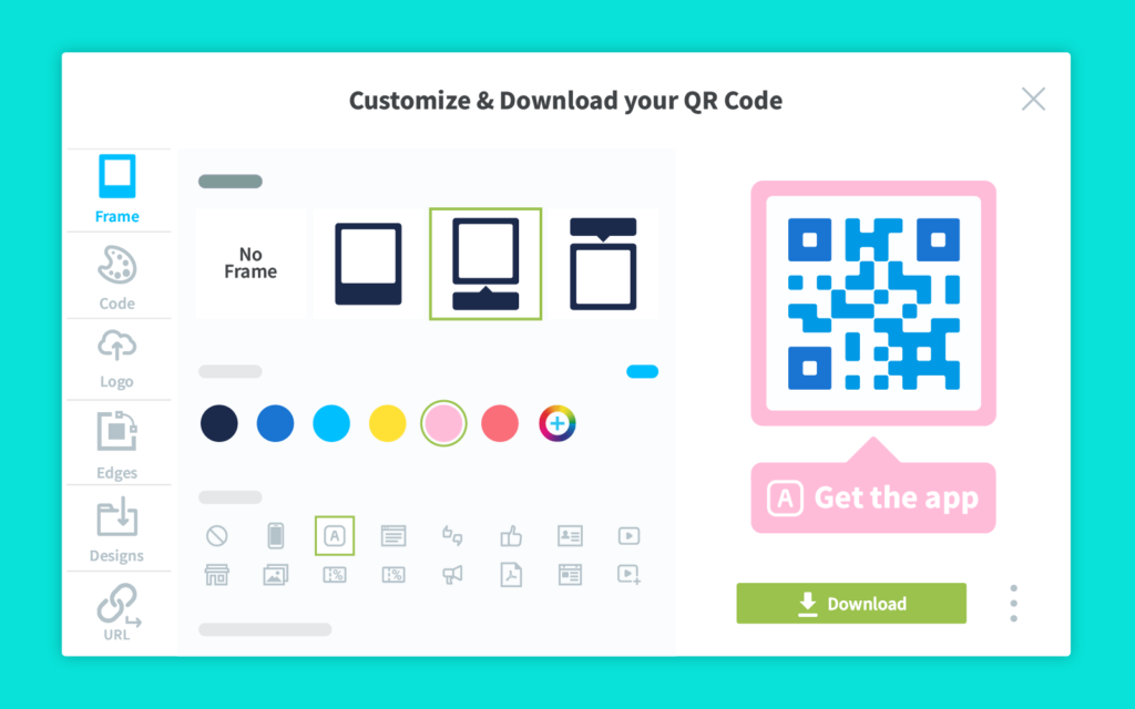 An example of the different ways you can customize your QR Codes with QR Code Generator PRO