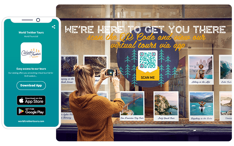 A QR Code provides no-touch access to a virtual tour app