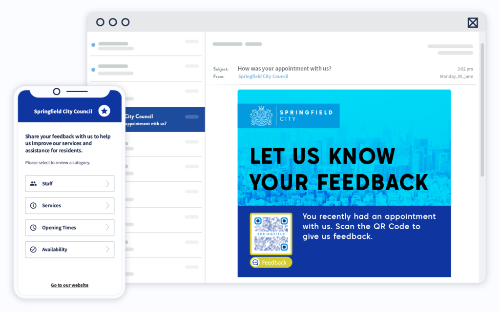 A QR Code sent via email can be used to collect feedback for government processes