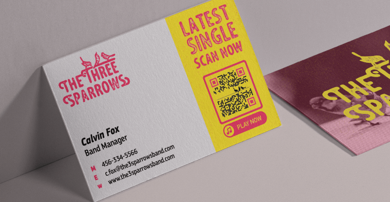 Band manager business card using QR Code to promote band music