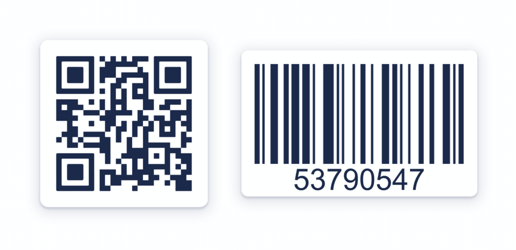 A QR Code and barcode displayed side-by-side for comparison